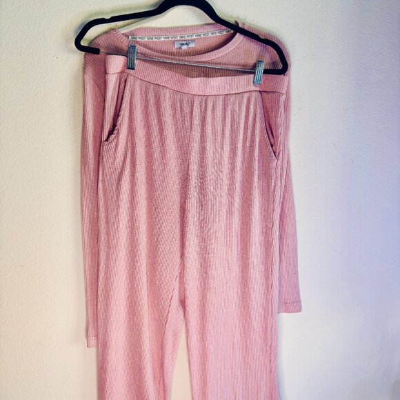Pink Ribbed Lounge Wear Set Large XL - Picture 6 of 8